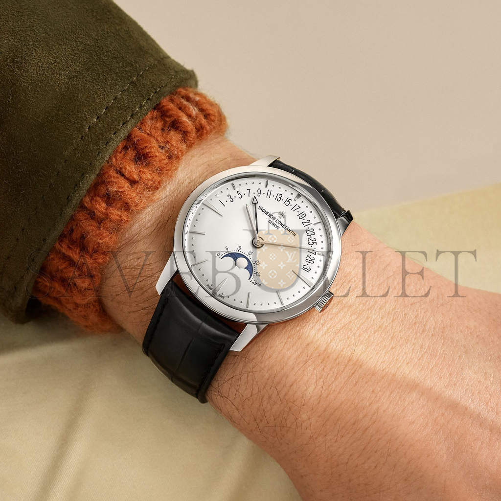 vacheron Co*sta*t*n patrimony moon phase retrograde date 42.5 mm white gold watch 4010u/000g-b330